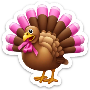 Turkey with pink bow sticker