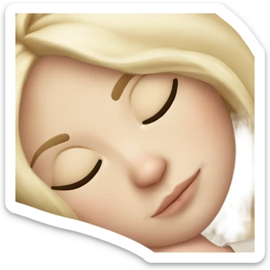 White girl blonde hair sleeping with kitty. kitty has black and white markings sticker