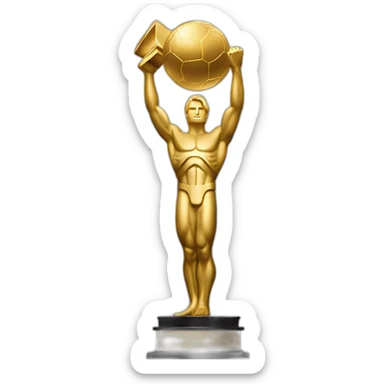 A blond man lifting the Oscar trophy sticker