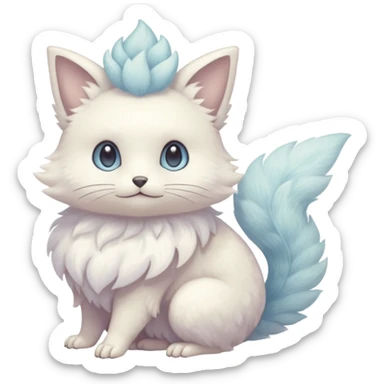 White fluffy romantic vintage antique divine beautiful elegant pretty precious cute young youthful  Fakémon-Pokémon-hybrid-creature sticker