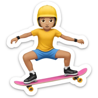 Skater doing kick push sticker