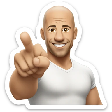 Vin Diesel pointing at the camera smiling sticker