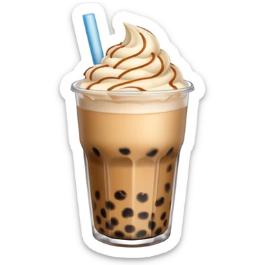 boba milk tea with ice cream sticker