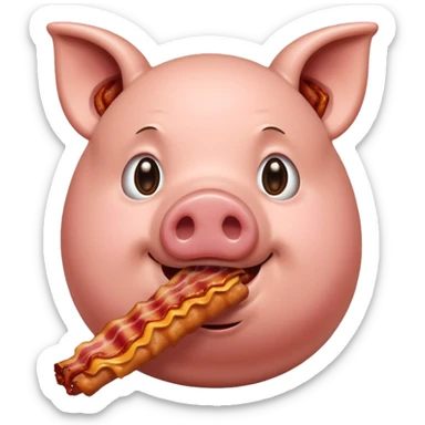 Pig eating bacon  sticker