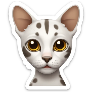 Skinny cat with brown and black patches and big eyes  sticker