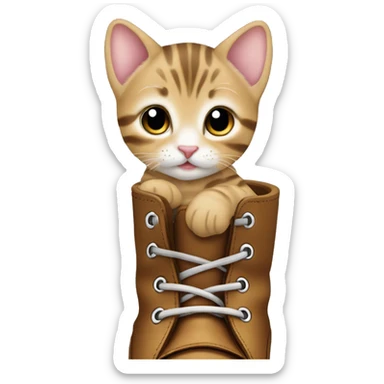 a baby tabby cat in a boot sticker