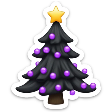 black christmas tree with purple bows sticker