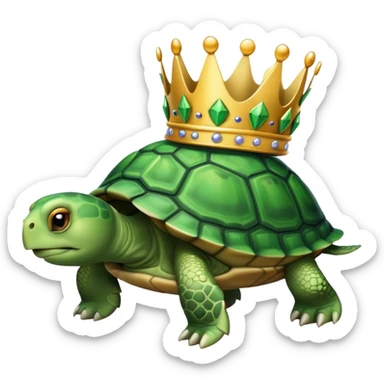 A turtle with a crown sticker