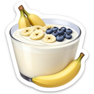 Yogurt with sliced banana and blueberries sticker