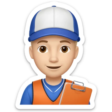 cute basketball coach portrait, head and shoulders only, whistle, cap, clipboard strap, confident smile, 3D cartoon, mobile game icon style, clean background, no text, no watermark
 sticker