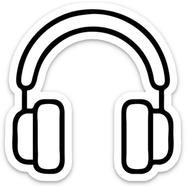 brown headphones, outlined icon style, minimal and modern sticker