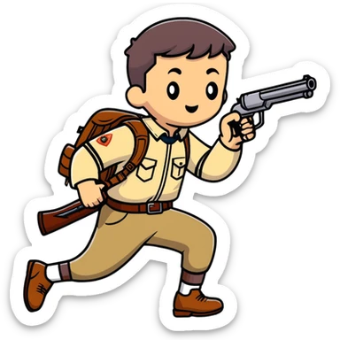 Scout character from Team Fortress 2 running with scattergun sticker