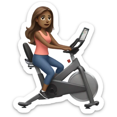 Brown hair woman on stationary bike sticker