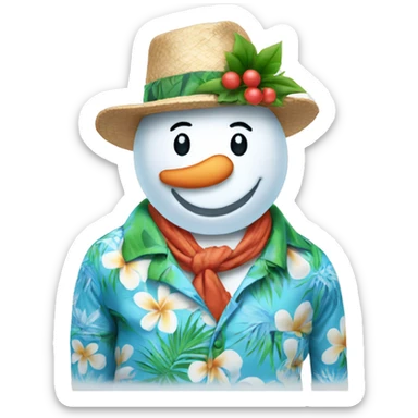 frosty the snowman wearing Hawaiian shirt  sticker