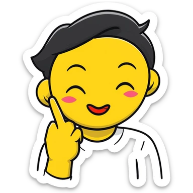 yellow face placing an index finger over pursed lips while winking and nodding sticker