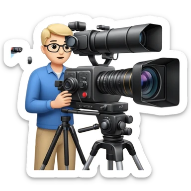 filming in studio with big camers and setup sticker