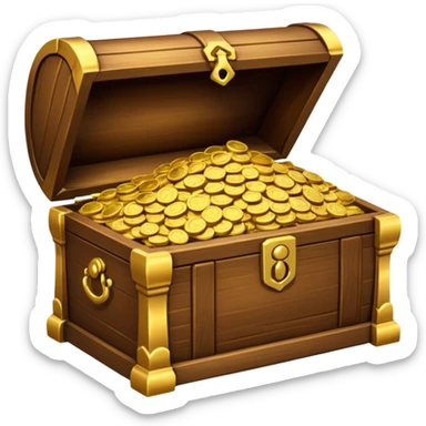 ["Wooden chest overflowing with gold coins."] sticker