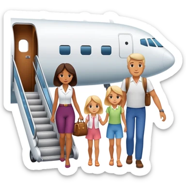 Parents and daughter boarding plane sticker