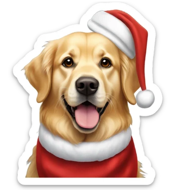Two golden retrievers with Santa hats sticker