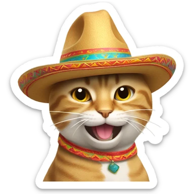 Thumbs up cat wearing sombrero  sticker