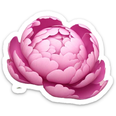 Pink peony flower with leaves  sticker