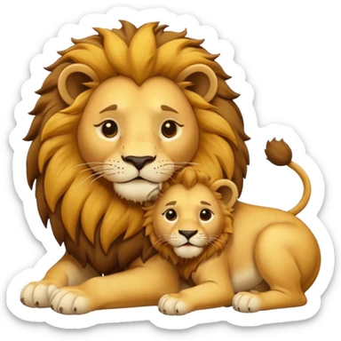 lion with a  cub playing gif sticker
