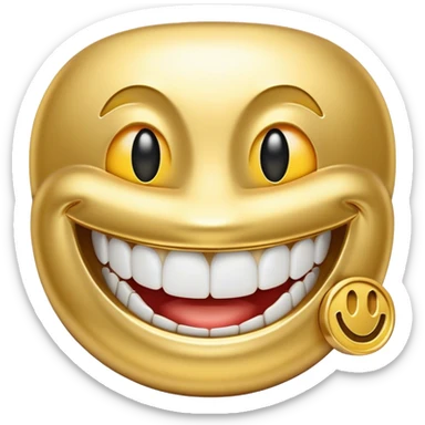 Gold grill smiley face sticker