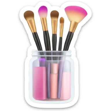 Jar of makeup brushes  sticker