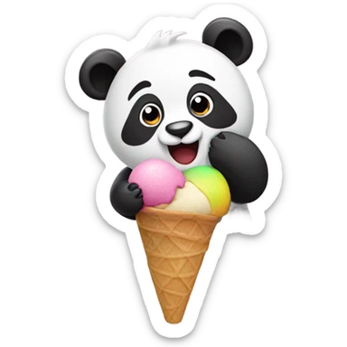 Panda eating ice cream sticker