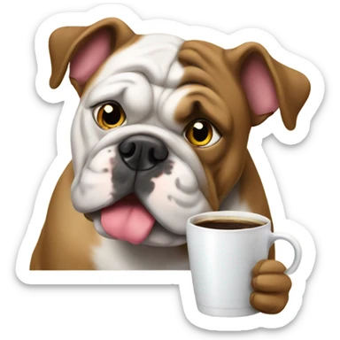 Bulldog drinking cofe  sticker