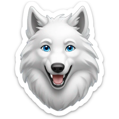 Happy White Wolf blue eyes short hairs sticker
