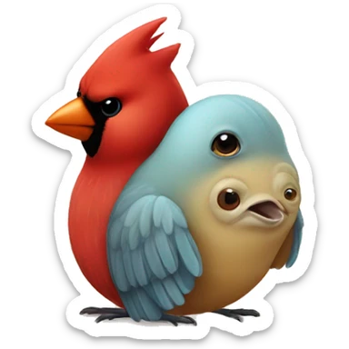 Cute cardinal cuddles cute slug sticker