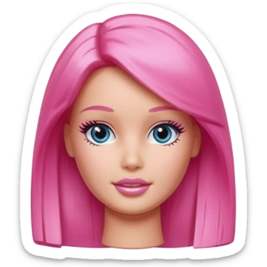 Pink Barbie doll head sticker
