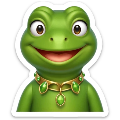 Kermit the Frog, green frog with a collar, cheerful expression sticker