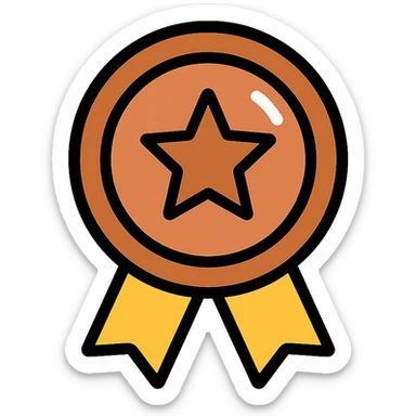 bronze medal icon, shiny bronze, minimal design, rating symbol sticker