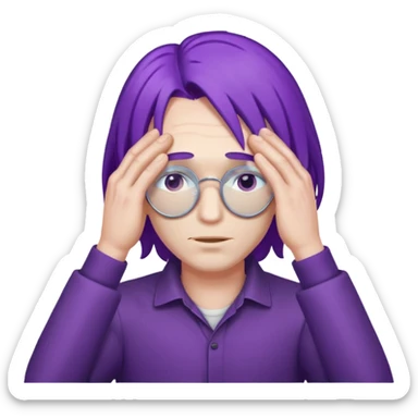 men with purple hair which cover eyes sticker