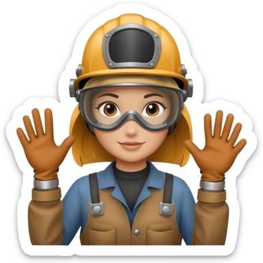 Girl welder saying hi sticker