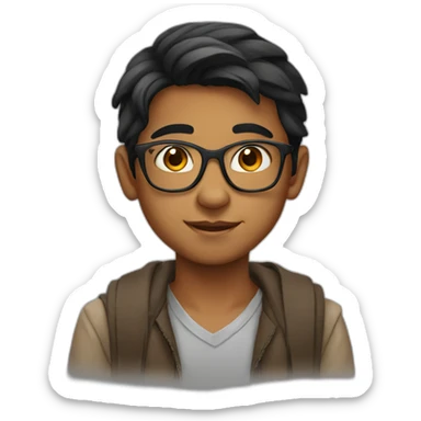 Indian cute teen boy with spec sticker