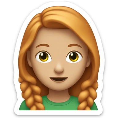 Girl with straight ginger hair and green eyes sticker