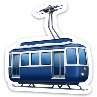 create a cablecar emoji in winter. make it navy dark blue. no yellow. and add the words in white: Lenk  sticker