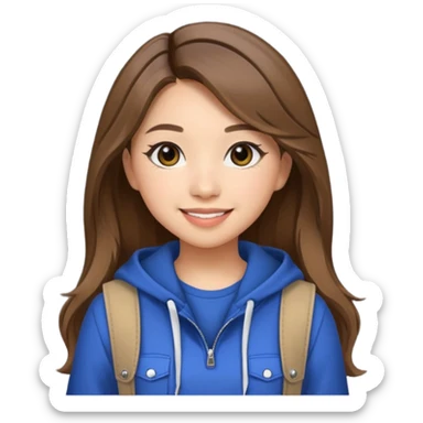 Create a realistic portrait of Pokimane smiling in stylish casual outfit. sticker