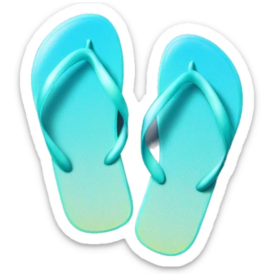 Realistic light blue gradient pair of summer flip flops isolated. sticker