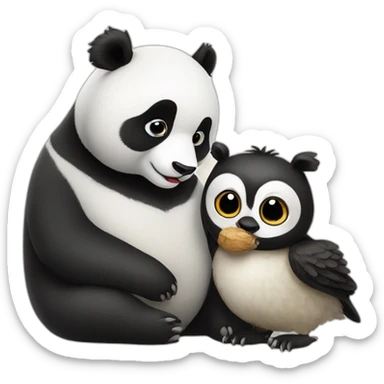 panda kissing an owl sticker