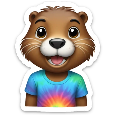 Tye-dye tshirt with a beaver on it sticker