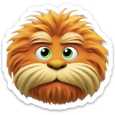 The Lorax, fat, furry, has green eyes sticker