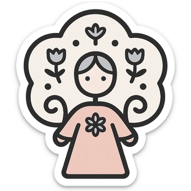 favicon illustration of a tree, Scandinavian folk art style sticker