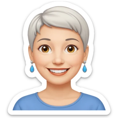 white middle-aged woman, short hair, small earrings, smiling, full of personality sticker
