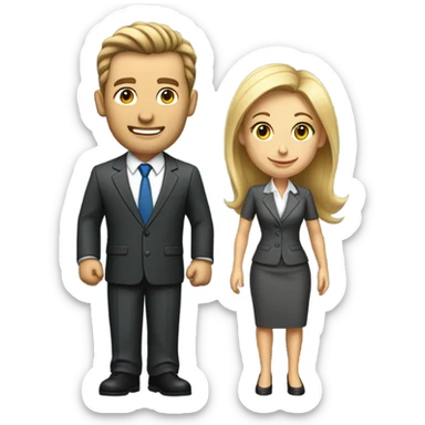 caucasian businessman and businesswoman sticker