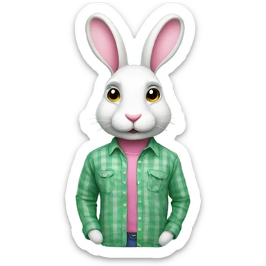 rabbit wearing shirt green and pink sticker