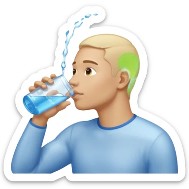 light man in profile drinking water sticker